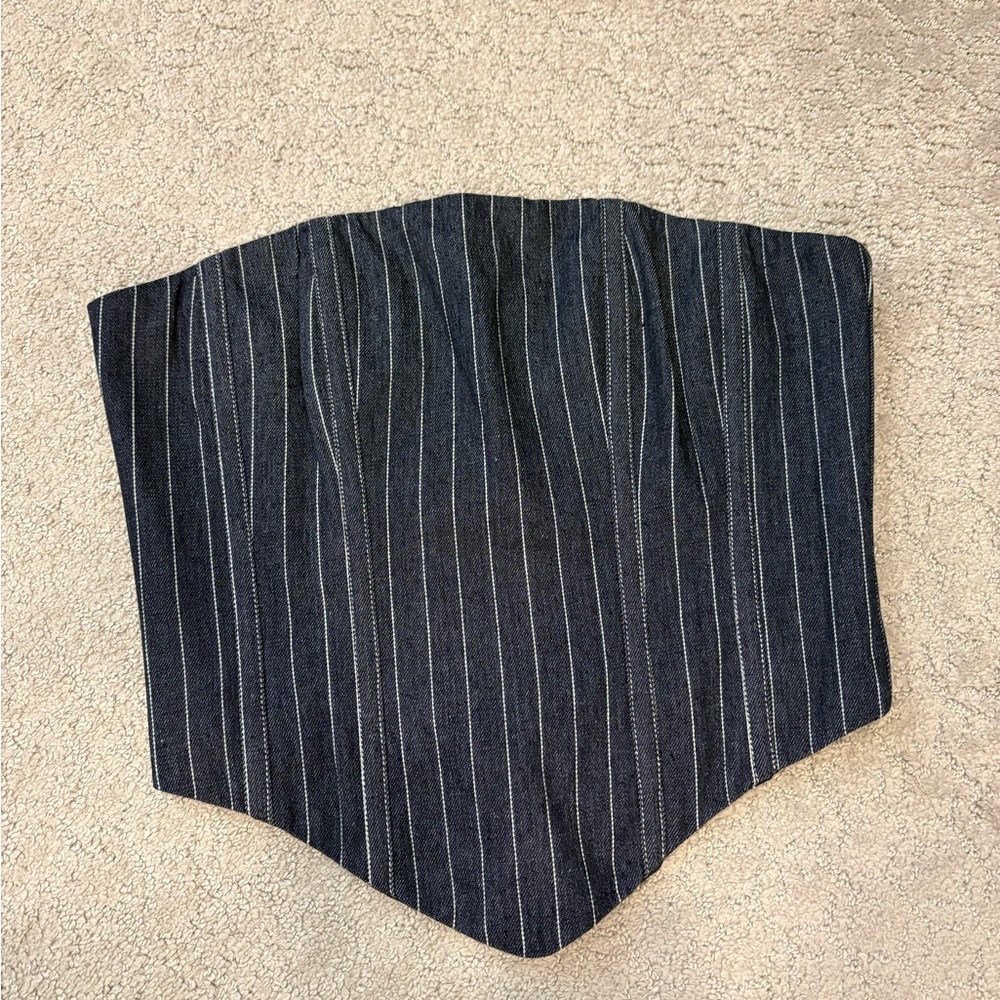 REVOLVE Black and White Pinstripe Corset Top